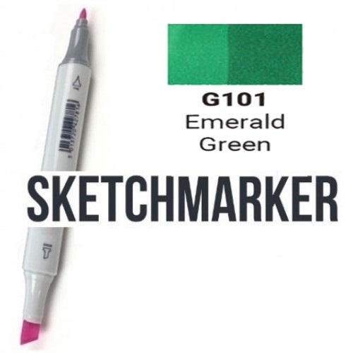 Маркер SKETCHMARKER, 2 пера: долото и тонкое, Emerald Green - Зеленый изумрудный, SM-G101