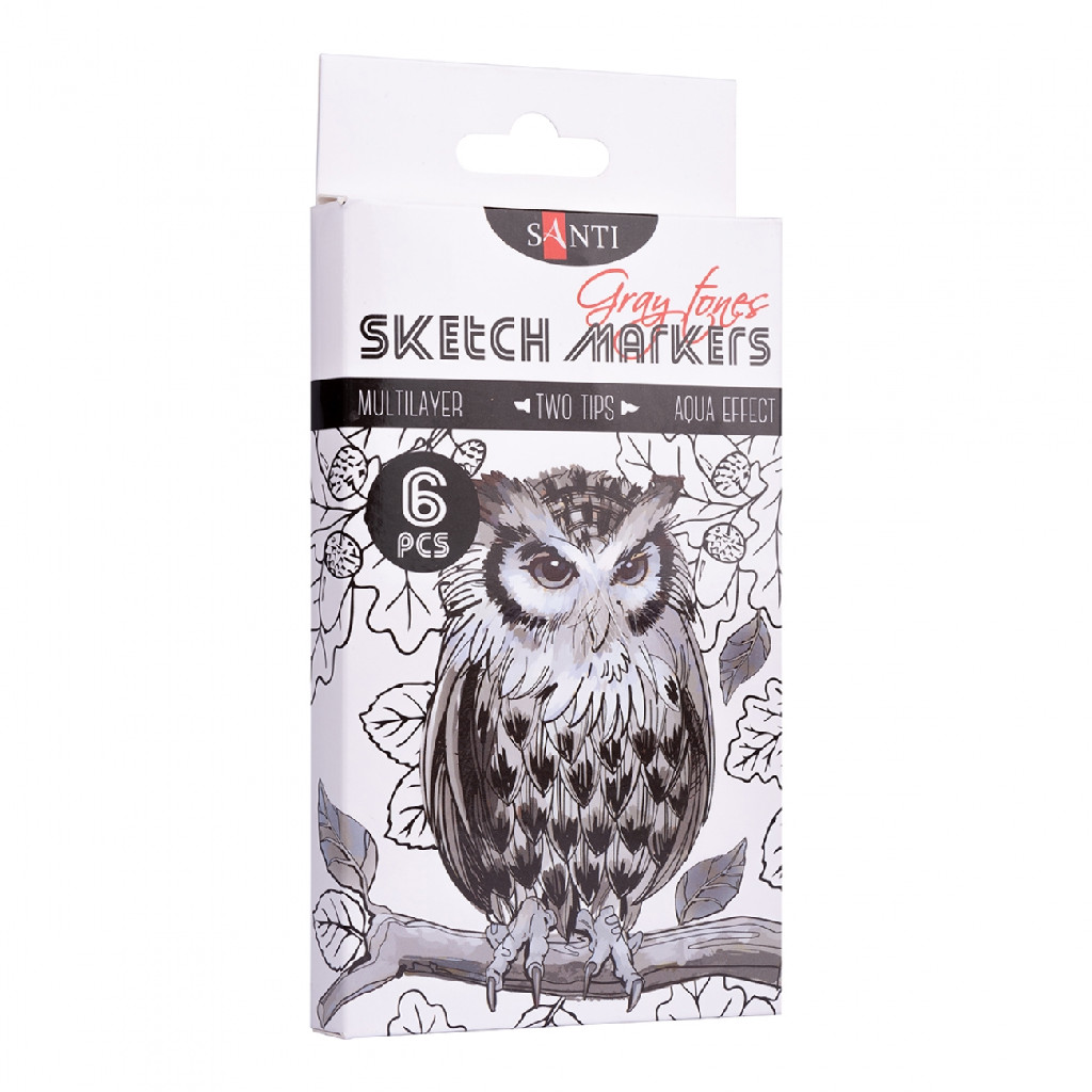 Набор акварельных маркеров "Santi sketch" Gray tones, 6 шт, 390544