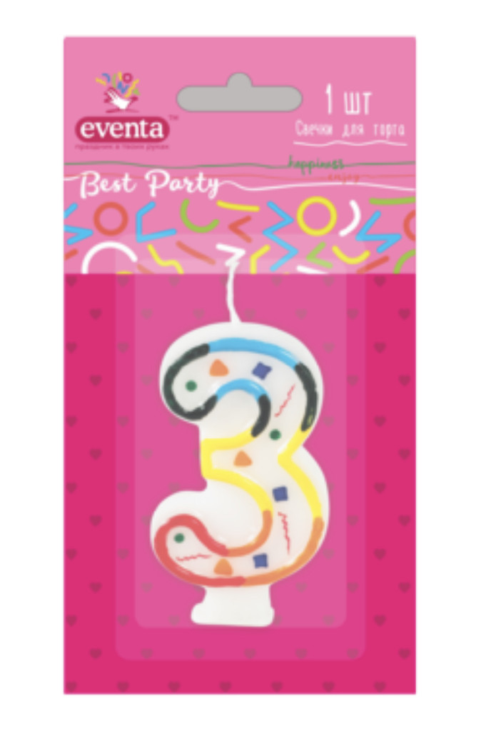 Свічка для торту "цифри" 3 EVENTA