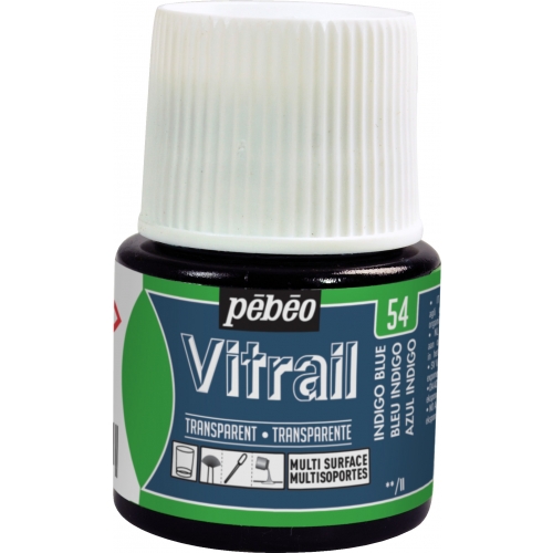 Краска лаковая по стеклу и металлу Vitrail 45 мл прозрачная, синий индиго, 50054 ТМ "Pebeo"