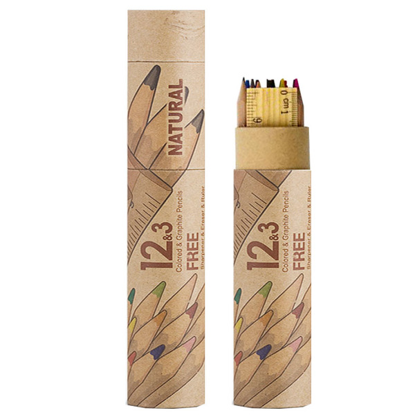 Карандаши 12 цв. + 3 чернографитных Natural Cedarlite точилкой, 6810-15FMCY Cylinder Marco