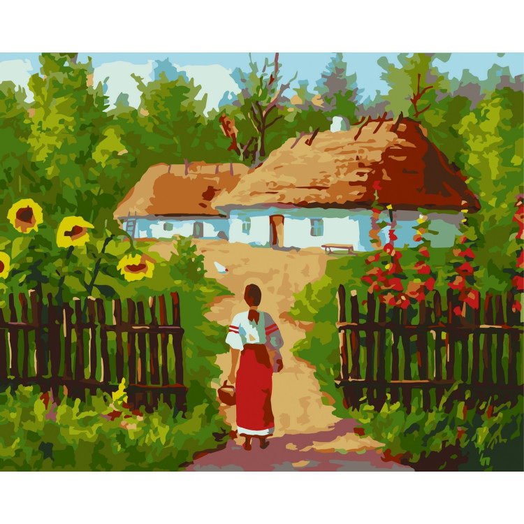 Набір для розпису по номерах 40*50 см "Українські хатинки", 10350-AC