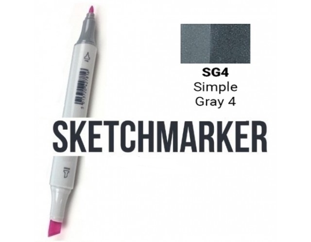 Маркер SKETCHMARKER, 2 пера: долото и тонкое, Simple Gray 4 - Простой серый 4, SM-SG4 3