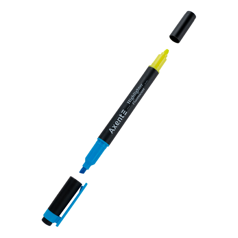Маркер Highlighter Dual 2-4 мм клиноподібний, блакитний+жовтий, 2534-02-A