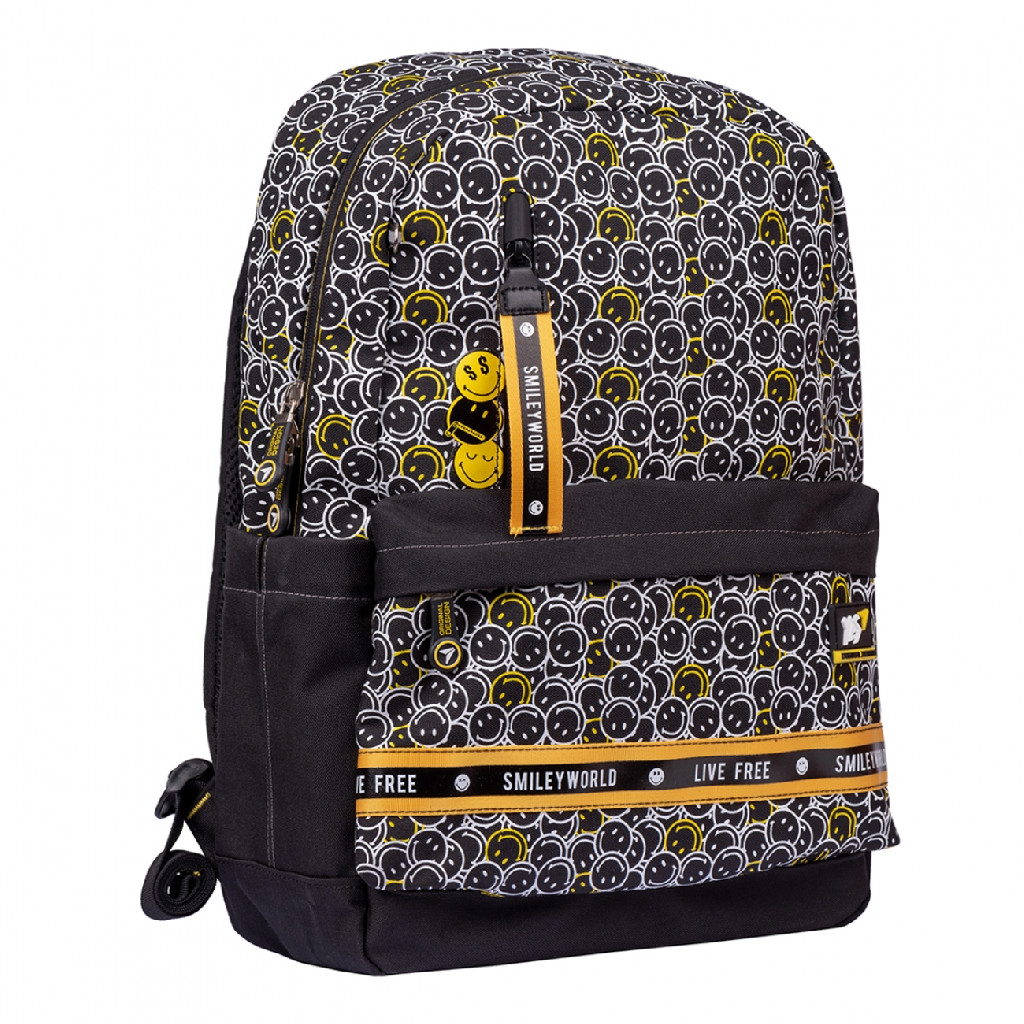 Рюкзак школьный YES TS-56 "Smiley World.Black&Yellow", черный, 554561