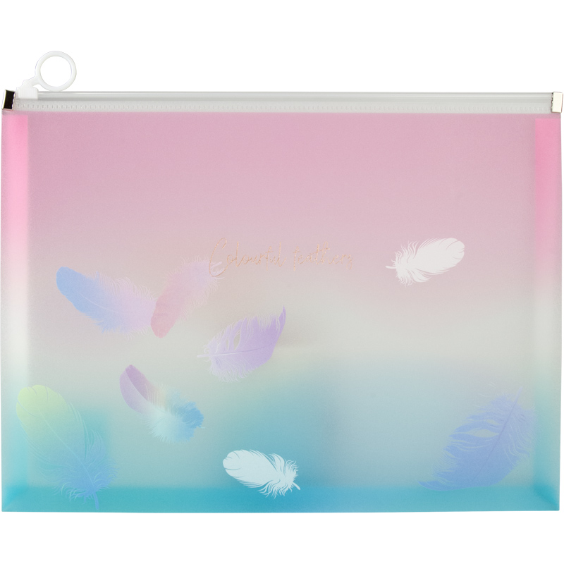 Папка на блискавці А4+, zip-lock, Colourful Feather 01, 1452-91-A