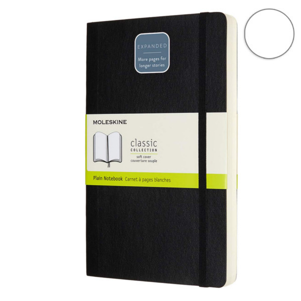 Записник Чорний м’який середній нелінован, Moleskine Classic Expanded, QP618EXP
