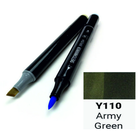 Маркер двусторонний SKETCHMARKER Brush Армейский зеленый, SMB-Y110 3