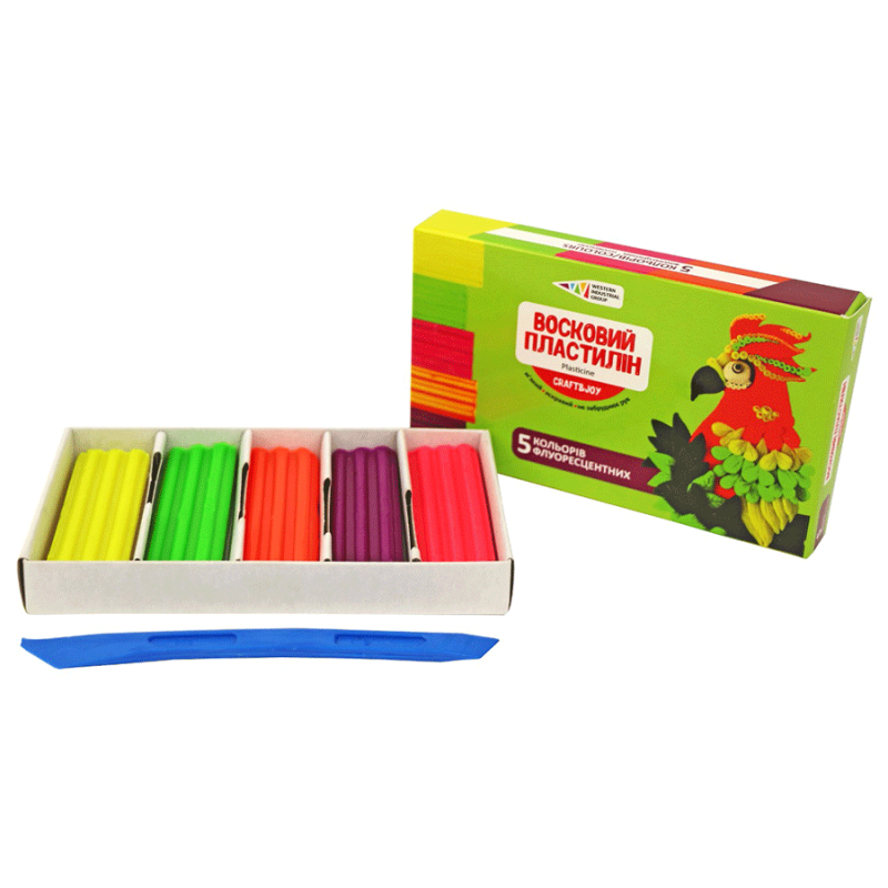 Пластилін восковий 5 кол., 60 гр "Craft and Joy" флуоресцентний, 331055/Cr Гамма-Н 3