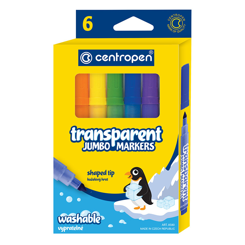 Фломастери 8580 JUMBO TRANSPARENT, 6 шт., 8580/06 Centropen