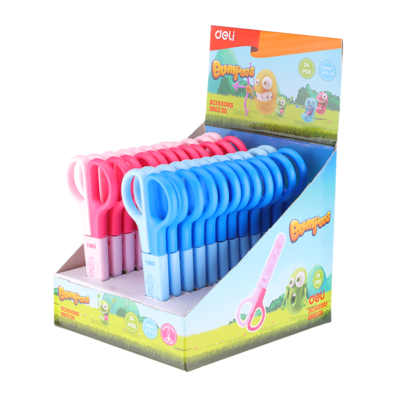 Ножицi Deli ED60200 13,4см пл/р Bumpees, чехол безпечнi карт/дiспл, мiкс (70659)