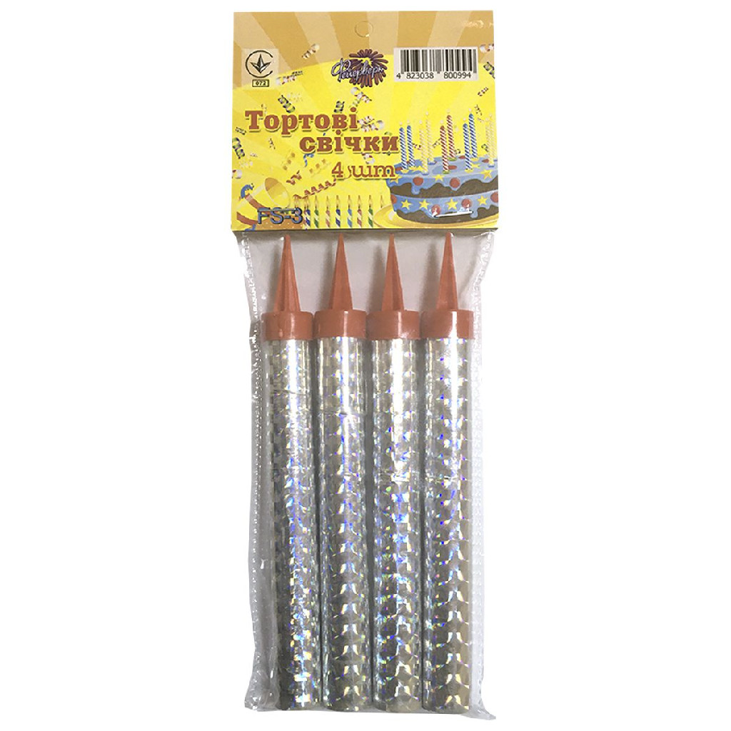 Свеча д/торта Фейерверк Холодный фонтан, 12 см 4 ед., 3502-3619