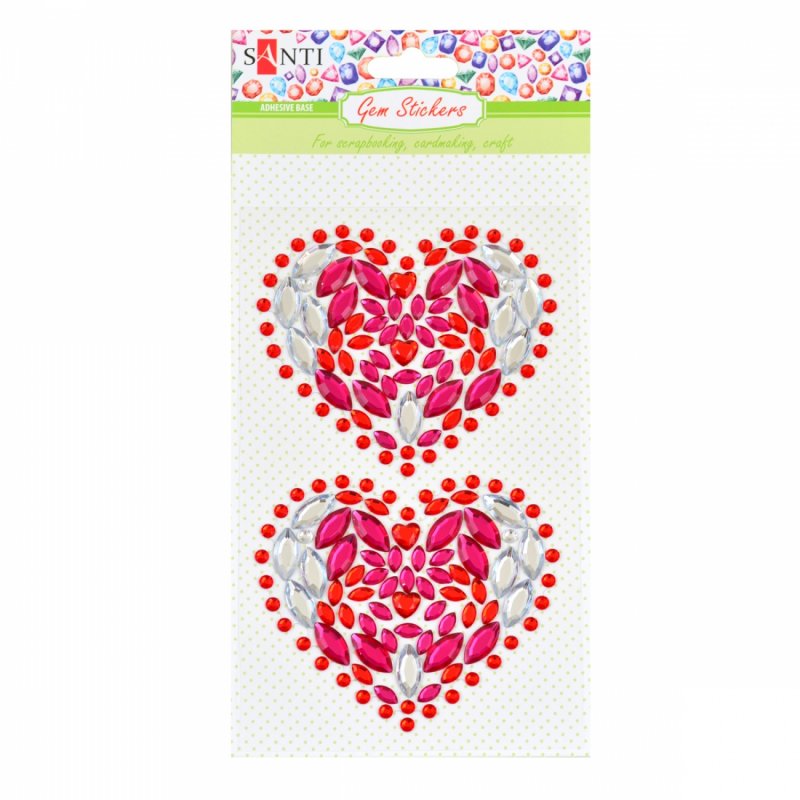 Набір аплікацій "Hearts" з кристалів, 9,5*15 см, 742532