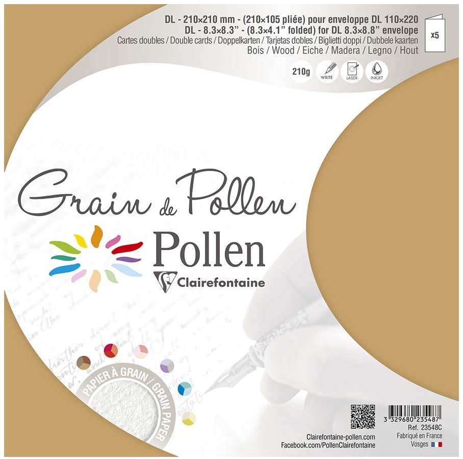 Заготовка д/открыток сложенная зернистая Pollen 105*210 мм/210 г, Wood/Дерево, 23548C