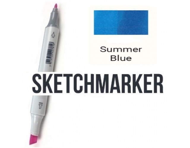 Маркер SKETCHMARKER, 2 пера: долото и тонкое, Summer Blue - Летний синий, SM-B70 3