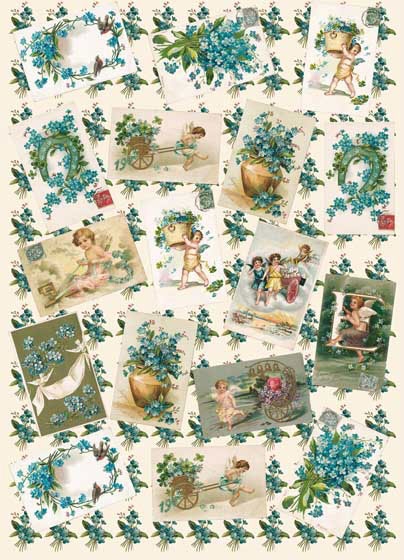 Карта декупажна 50*70 см, Янголи і квіти, 60 г/м², EAS.181 Calambour