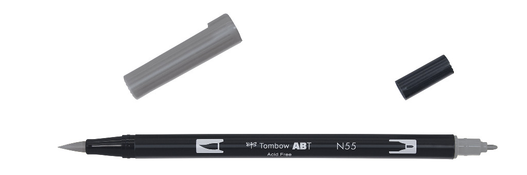 Маркер-блендер двухсторонний ABT BrushPen ABT-N55, холодный серый-7 ТМ "Tombow"