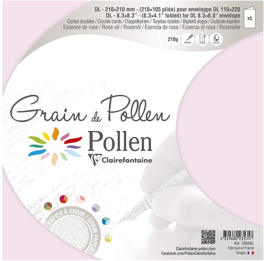 Заготовка д/открыток сложенная зернистая Pollen 105*210 мм/210 г, Rose oil/Розовое масло, 23535C