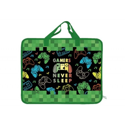 Тека пластиковая с текстильными ручками Kidis, Gamers never sleep, 13078