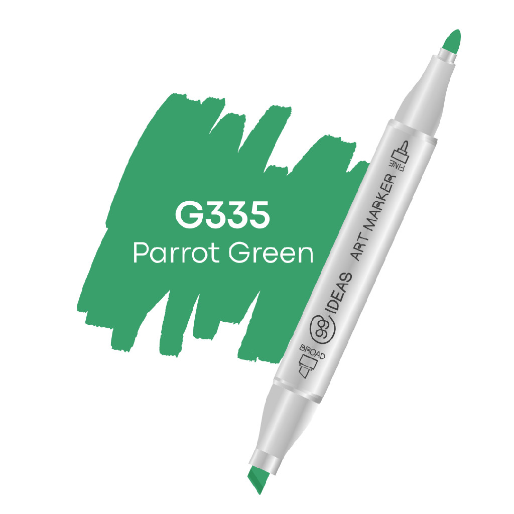 Маркер двухсторонний Parrot Green - Зеленый попугай, G335, 99IDEAS