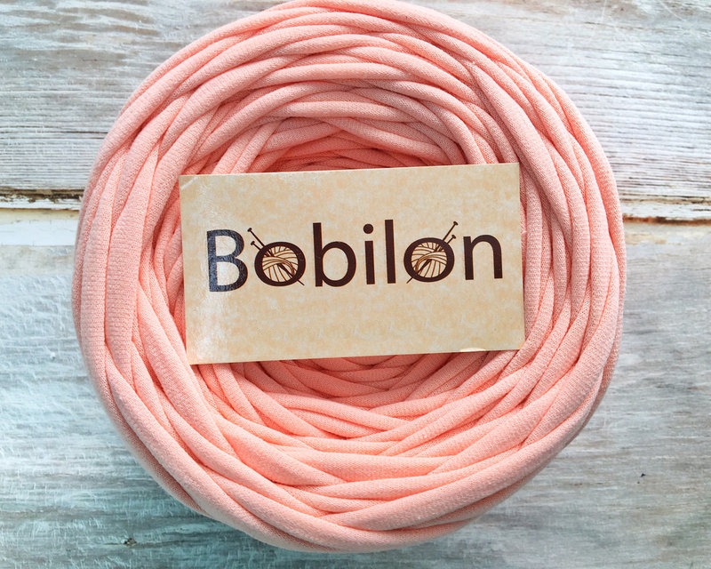 Пряжа трикотажна Bobilon Mini (5-7 мм), персик