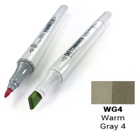 Маркер SKETCHMARKER, 2 пера: долото и тонкое, Warm Gray 4 - Теплый серый 4, SM-WG4 3