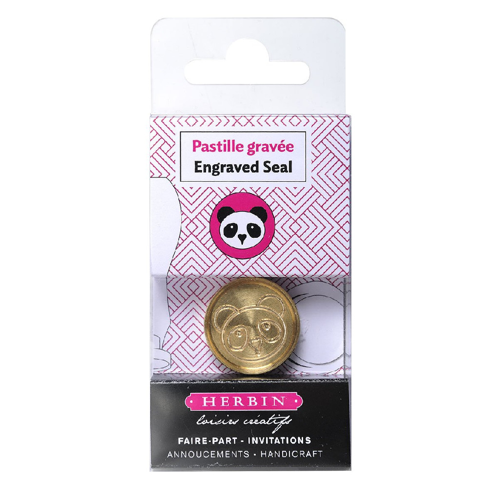 Кругла латунна печатка d24 мм "Панда", 40492T