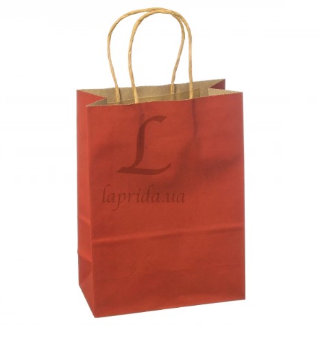 Подарочный пакет темно-красный 15*8*21 см, 3-2162