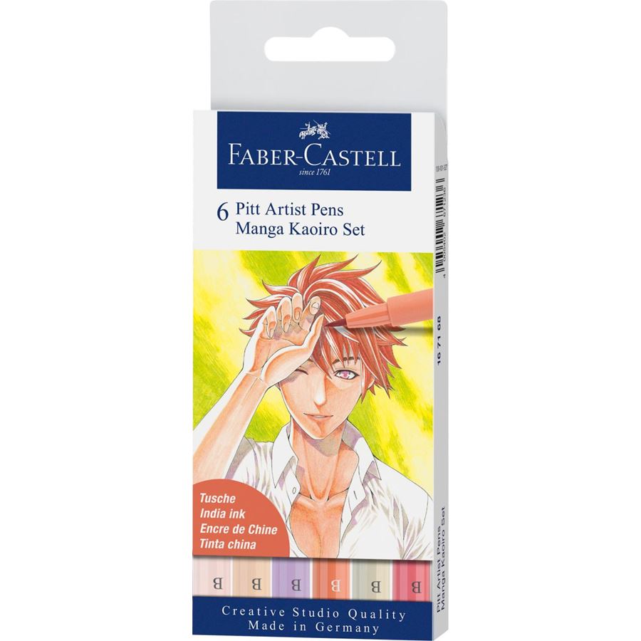 Набор ручек капиллярных PITT Brush "Manga Kaoiro", 6 шт. (6 цветов), 167168 Faber-Castell