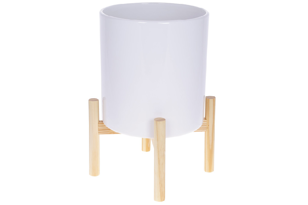 Кашпо керамічне "Флора" 37 см, білий глянець, 733-458