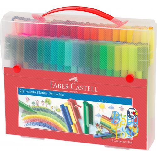 Фломастери 80 кол. Connector  у пластик. пеналі, 155579 Faber-Castell