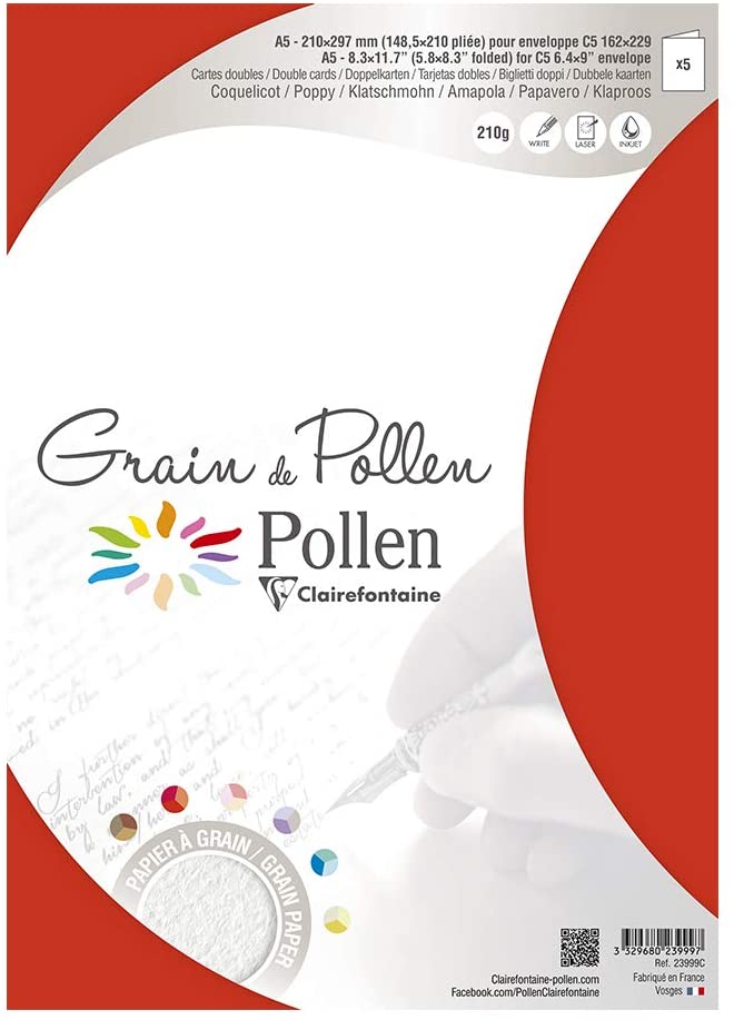 Заготовка д/открыток сложенная зернистая Pollen 148,5*210 мм/210 г, Poppy/Мак, 23999C
