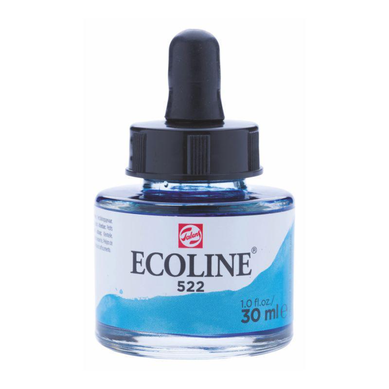 Фарба акварельна рідка Ecoline, (522), Бірюзова синя, 30 мл, Royal Talens