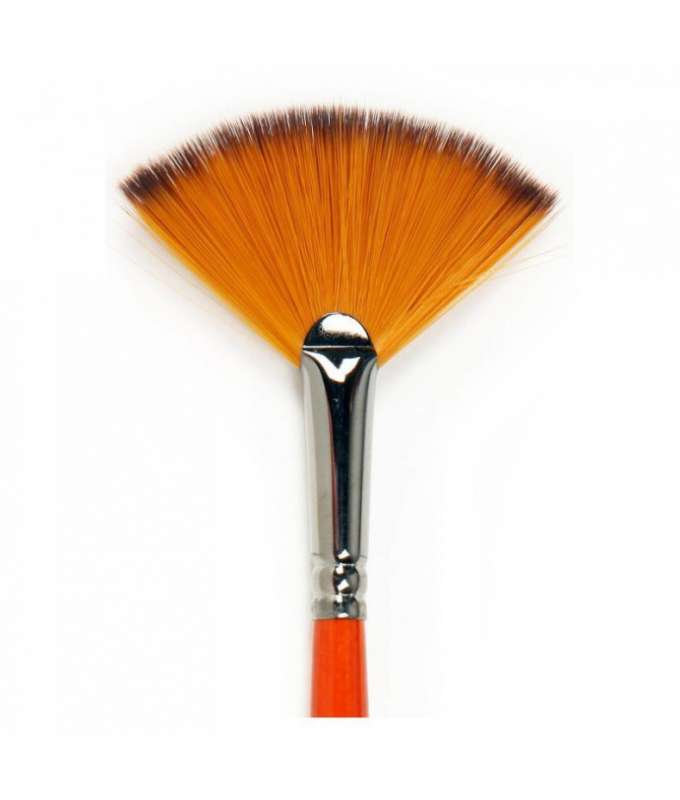 Кисть Синтетика веерная №8 коричнево-золотая / короткая ручка, Renesans