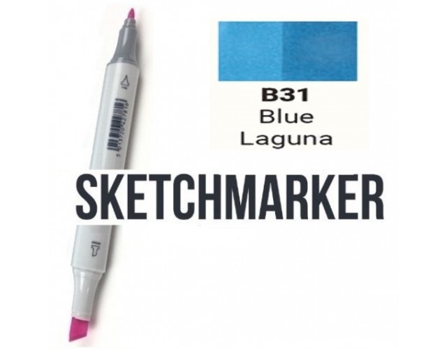Маркер SKETCHMARKER, 2 пера: долото и тонкое, Blue Laguna - Голубая Лагуна, SM-B031 3