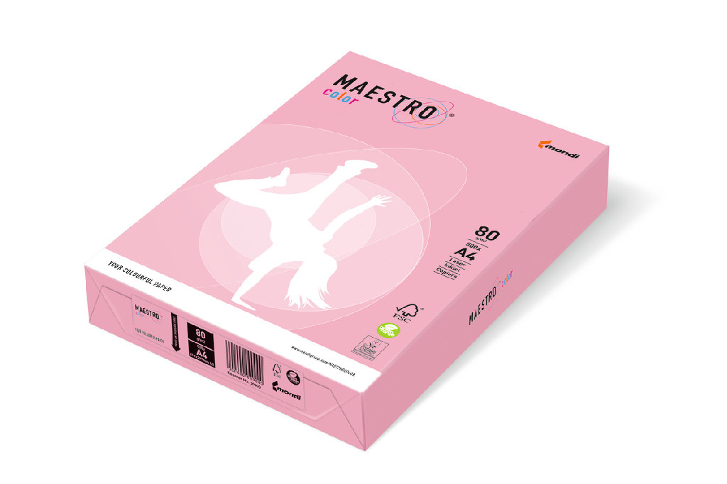 Папір А4, 80 г/м2, 500 л, рожевий, Maestro Color Pastell PI25 Pink, 12981