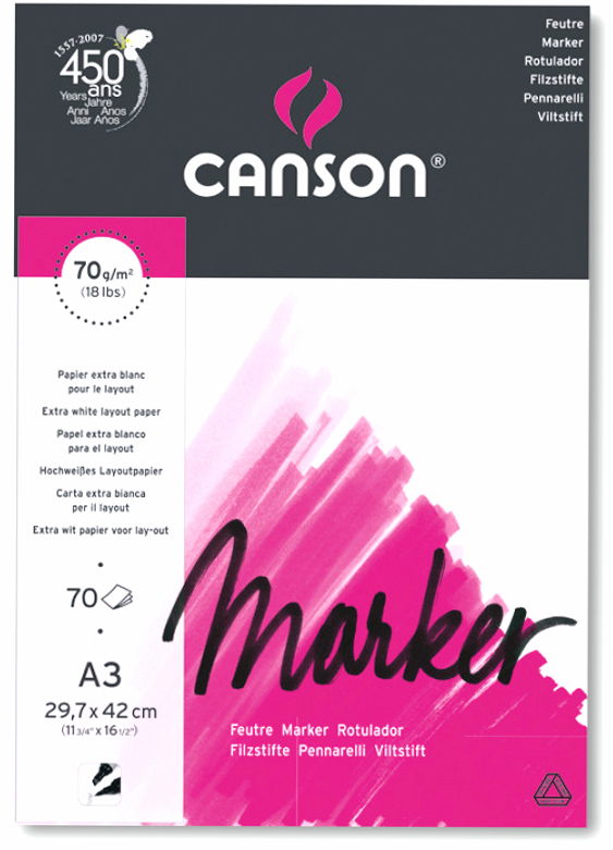 Склейка для маркера А3 "LAYOUT" 70 л. 70 г, экстра гладкая белая, 200297233 Canson