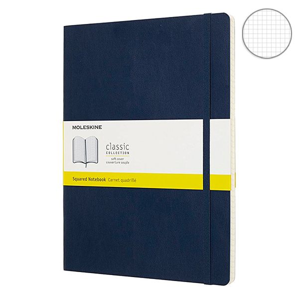 Записник Сапфір м`який великий клітинка, Moleskine Classic, QP622B20