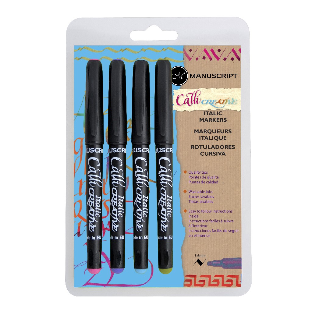 Набір маркерів д/каліграфії 3,6 мм CalliCreative Italic (4 шт.), кольори в асорт., MM6601 Manuscript