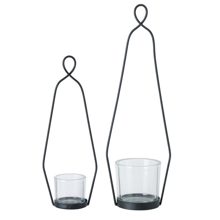 Подсвечник стеклянный "Kolno" h=42 см с металлическим держателем, черный, 9817084