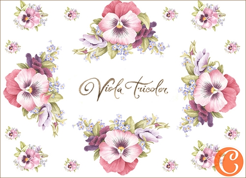 Карта декупажна А4 Фіалки для коханої, 45 г/м², 00873