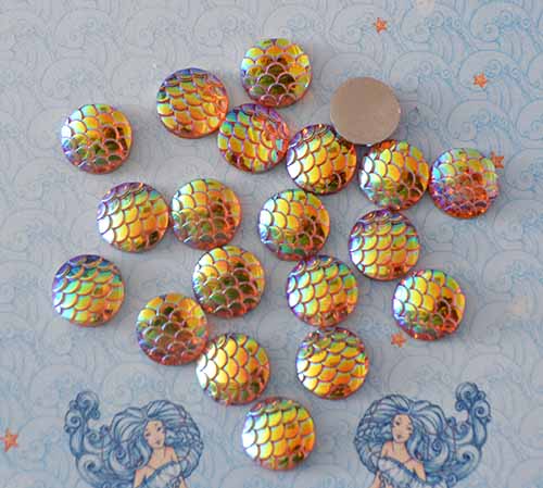 Кабошон перламутровый Чешуя, 12 мм, 20 шт, HY13021