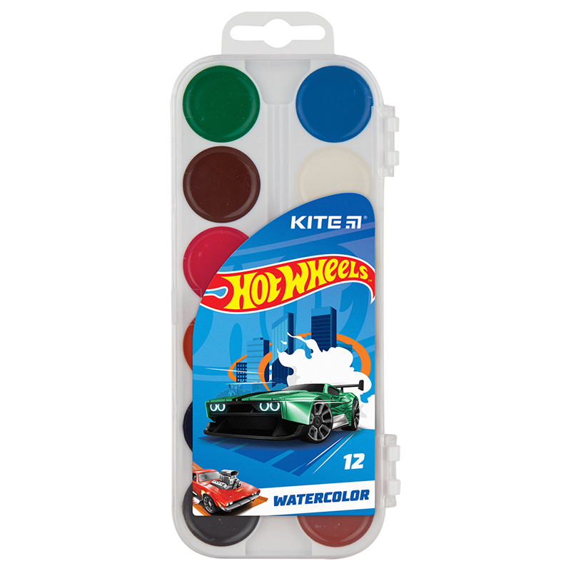 Фарби 12 кол. Hot Wheels, акварельні, HW23-061