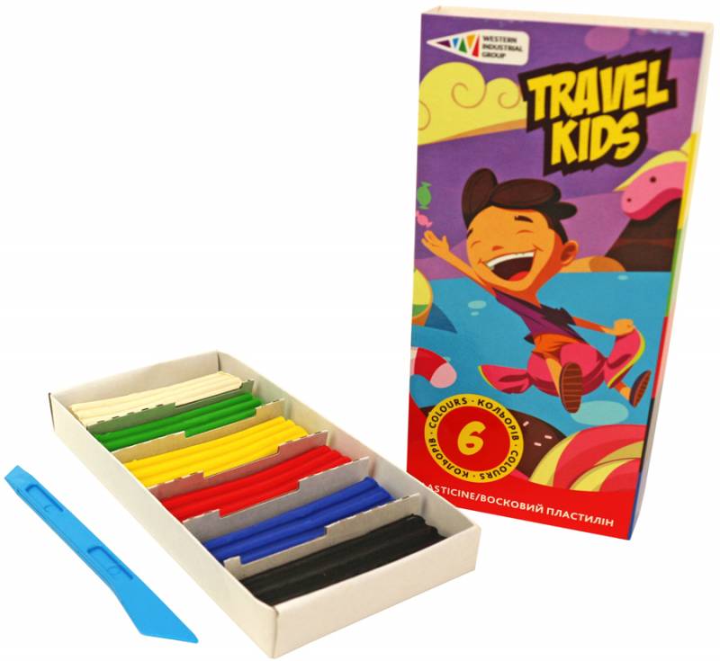 Пластилін 6 кол., 72 гр "Travel kids" зі стеком, 331008/TK Гамма-Н