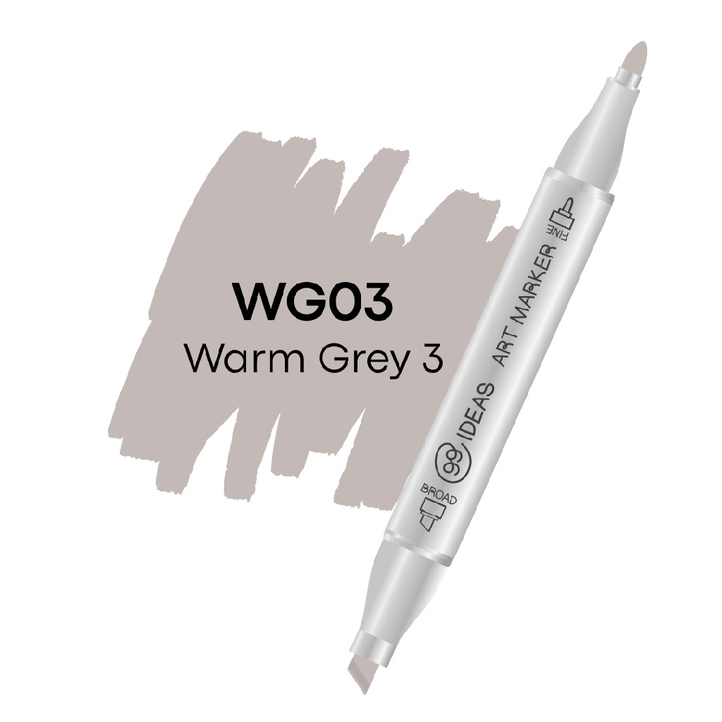 Маркер двухсторонний Warm Gray 3 - Теплый серый 3, WG03, 99IDEAS