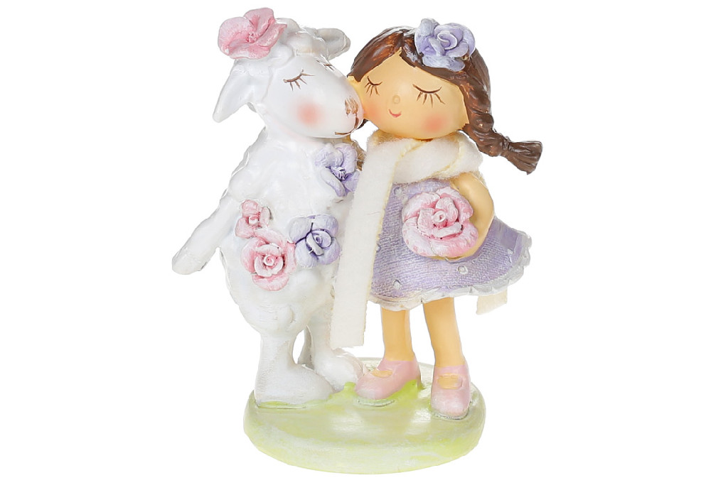 Статуэтка  декоративная "Девочка с овечкой" 10,5 см, 831-822