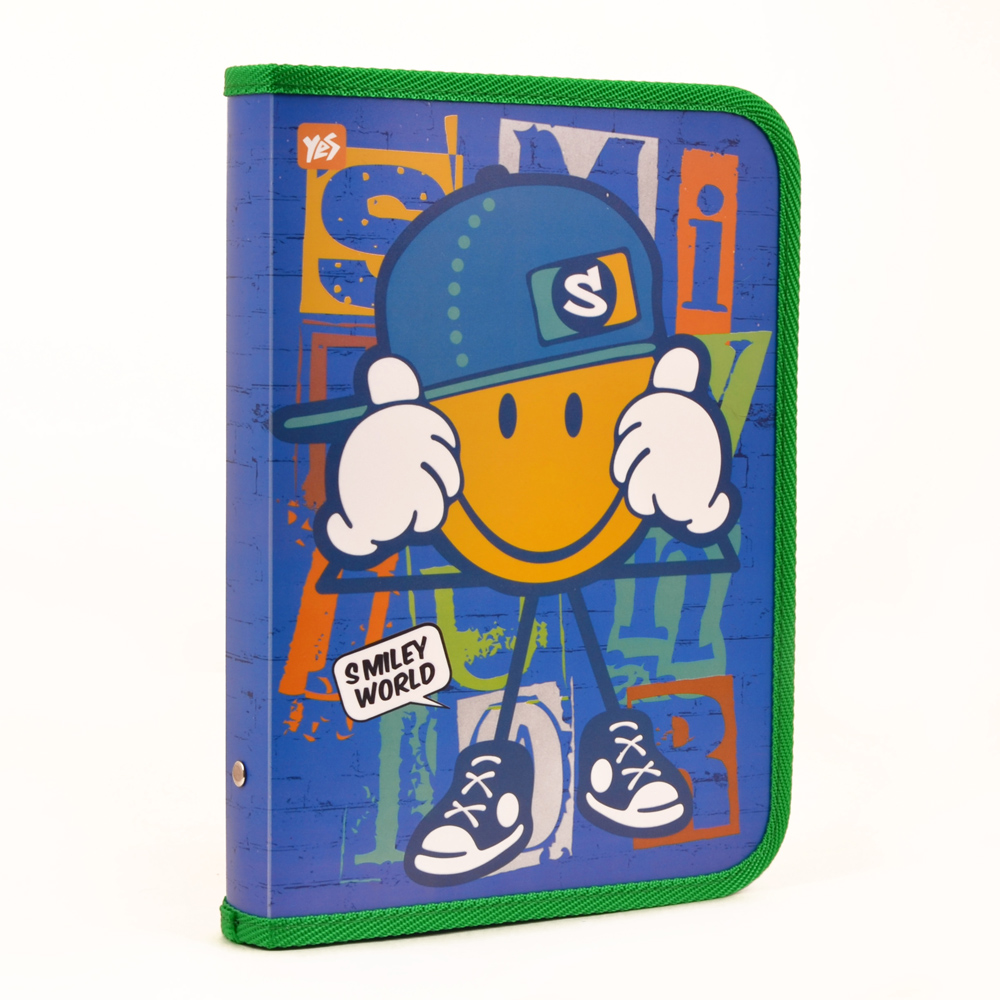 Папка для зошитів пласт. на блискавці B5 "Smiley World"(blue), 1 Вересня, 491367