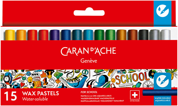 Пастель восковая акварельная 15 цв. Caran d`Ache School Line карт. бокс, 7502.715