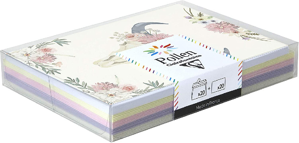 Конверт декоративный зернистый Pollen 114*162 мм (120 г) Boho (4 цвета в ассортименте), 20910C Clairefontaine