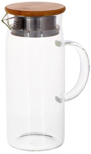Глечик скляний з бамбуковою кришкою, 1 л, 599-108